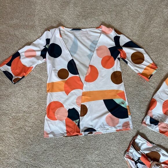 28-3 piece swim set, bikini and short cover up. Halter Top, High Waist Bottoms - Picture 5 of 12